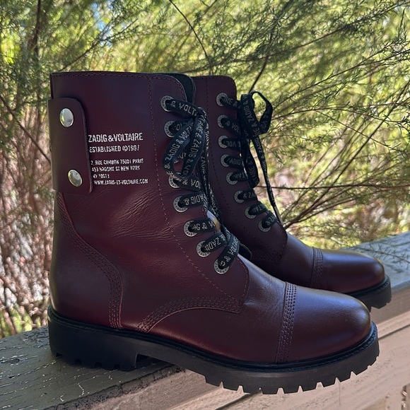 Zadig and Voltaire size 8, deep red lace up ankle boots. - Picture 3 of 7